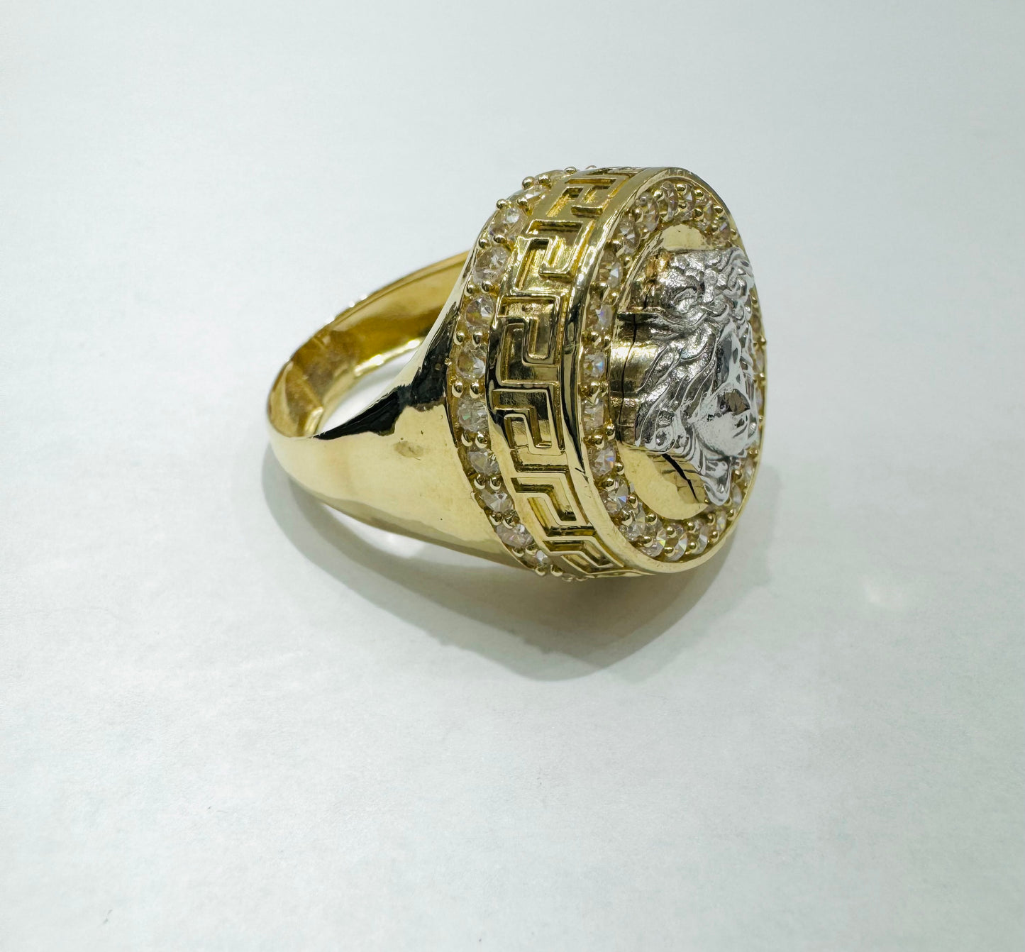 10K GOLD MEDUSA HEAD RING, SIZE: 10, WEIGHT: 5.7gm