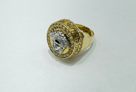 10K GOLD MEDUSA HEAD RING, SIZE: 10, WEIGHT: 5.7gm