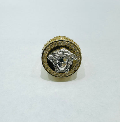 10K GOLD MEDUSA HEAD RING, SIZE: 10, WEIGHT: 5.7gm