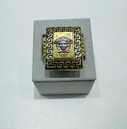 10K GOLD MEDUSA HEAD RING, SIZE: 9, WEIGHT: 7.8gm