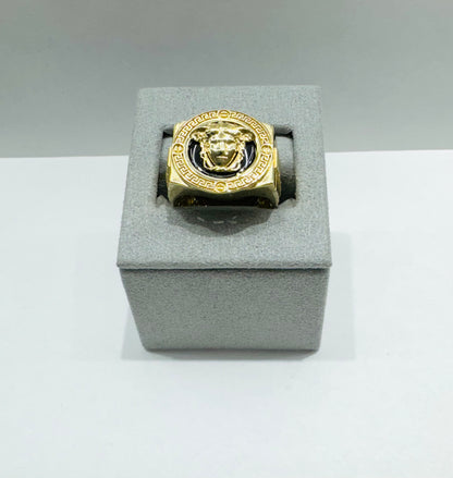 10K GOLD MEDUSA HEAD RING, SIZE: 9, WEIGHT: 7.8gm