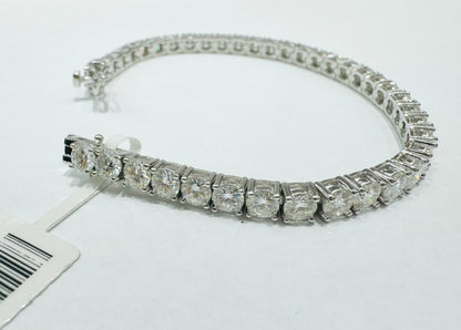 SILVER MOISSANITE TENNIS BRACELET 6.5”, VVS 8.78CTW, WIDTH: 4mm