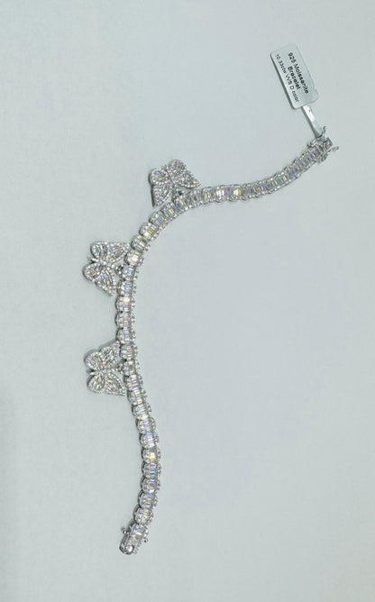 SILVER MOISSANITE BUTTERFLY BRACELET 7.5”, VVS 10.33CTW