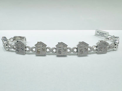 SILVER MOISSANITE TRAP HOUSE BRACELET 9”, VVS 9.13CTW, WIDTH: 18mm