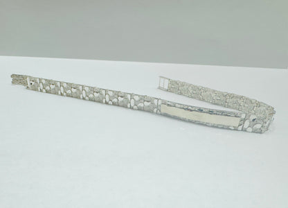 SILVER ITALIAN NUGGET BRACELET 9.5”, WEIGHT: 15.3gm, WIDTH: 8.52mm