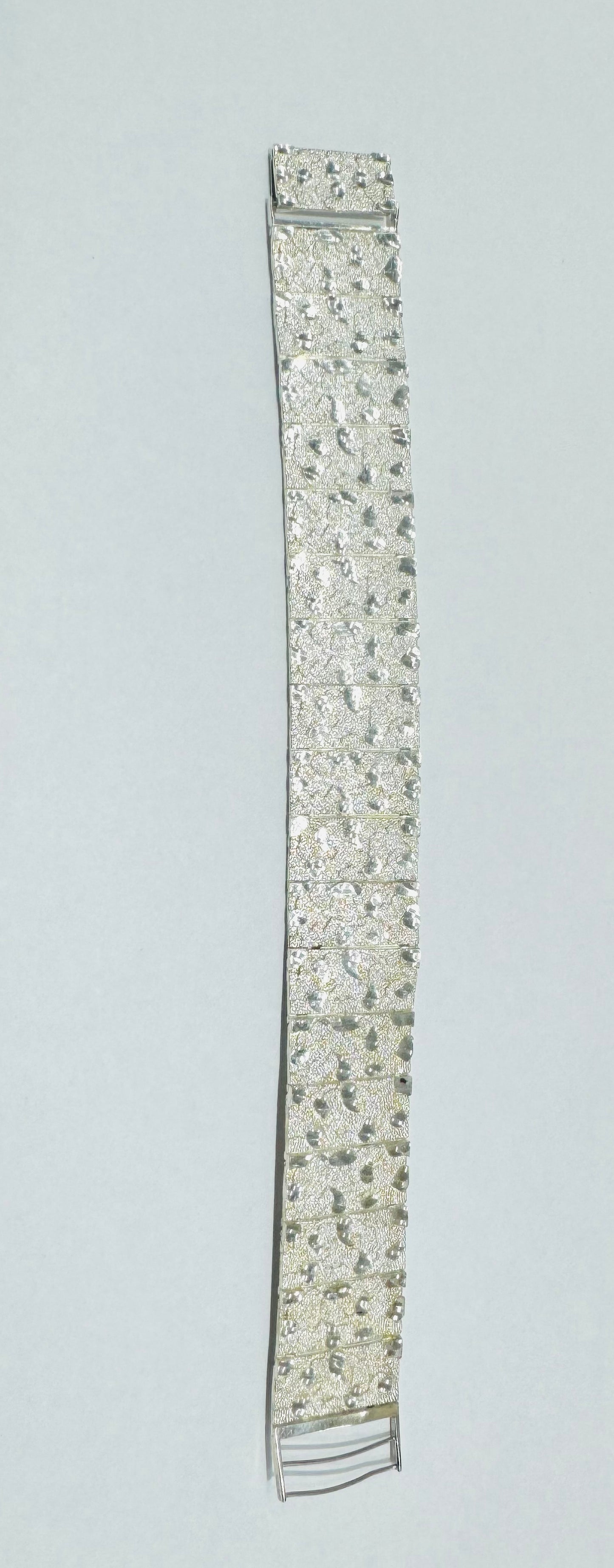 SILVER ITALIAN NUGGET CUT BRACELET 9.5”, WEIGHT: 37.4gm, WIDTH: 22.3mm