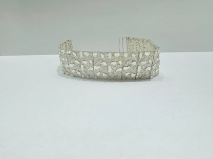 SILVER ITALIAN NUGGET CUT BRACELET 9.5”, WEIGHT: 37.4gm, WIDTH: 22.3mm