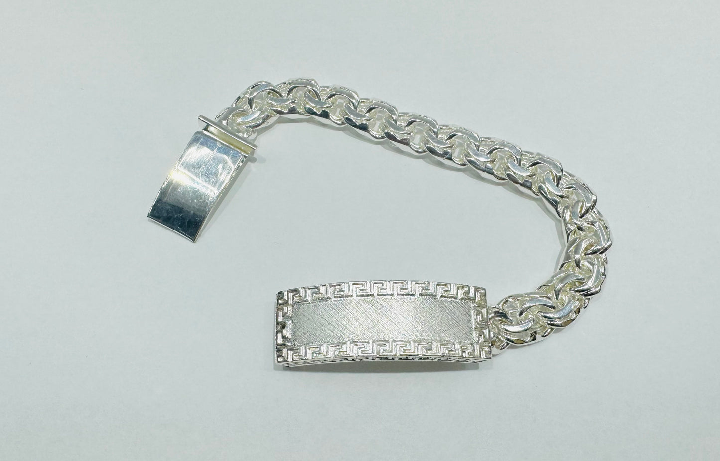 SILVER ITALIAN CHINO LINK BRACELET 11”, WEIGHT: 91.6gm, WIDTH: 12.5mm