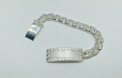 SILVER ITALIAN CHINO LINK BRACELET 11”, WEIGHT: 91.6gm, WIDTH: 12.5mm