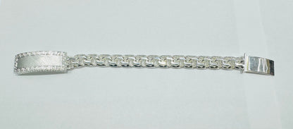 SILVER ITALIAN CHINO LINK BRACELET 11”, WEIGHT: 91.6gm, WIDTH: 12.5mm