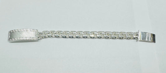 SILVER ITALIAN CHINO LINK BRACELET 11”, WEIGHT: 91.6gm, WIDTH: 12.5mm
