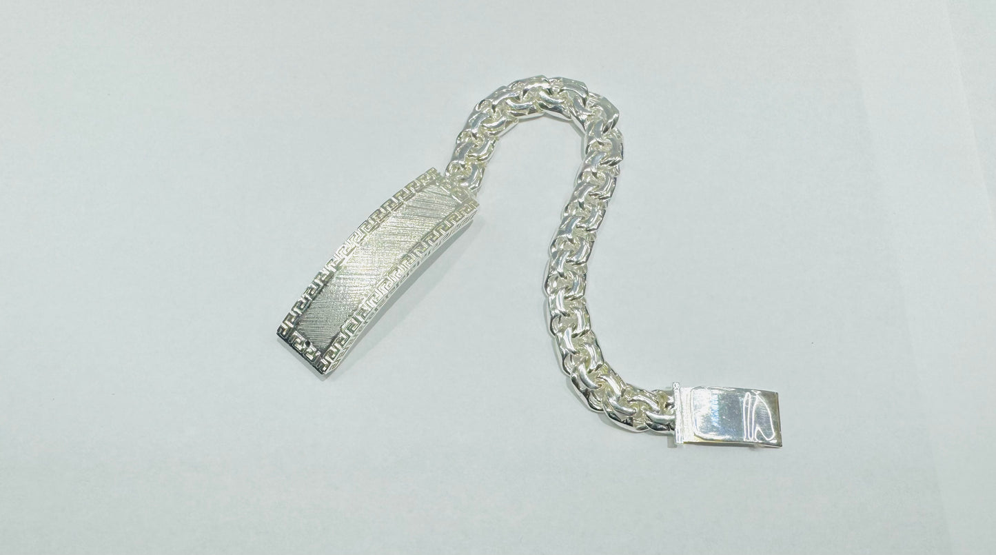 SILVER ITALIAN CHINO LINK BRACELET 10.5”, WEIGHT: 62.2gm, WIDTH: 10.84mm