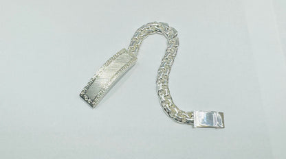 SILVER ITALIAN CHINO LINK BRACELET 10.5”, WEIGHT: 62.2gm, WIDTH: 10.84mm