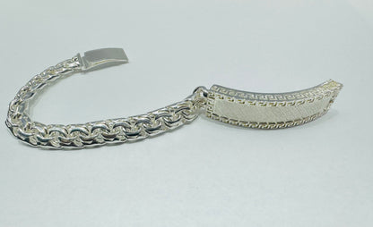SILVER ITALIAN CHINO LINK BRACELET 10.5”, WEIGHT: 62.2gm, WIDTH: 10.84mm