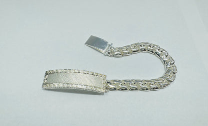 SILVER ITALIAN CHINO LINK BRACELET 10.5”, WEIGHT: 62.2gm, WIDTH: 10.84mm