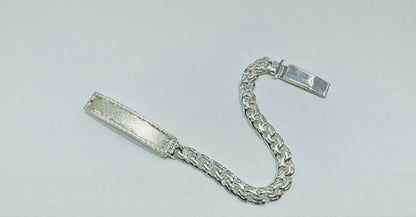SILVER ITALIAN CHINO LINK BRACELET 10”, WEIGHT: 30.6gm, WIDTH: 7.72mm