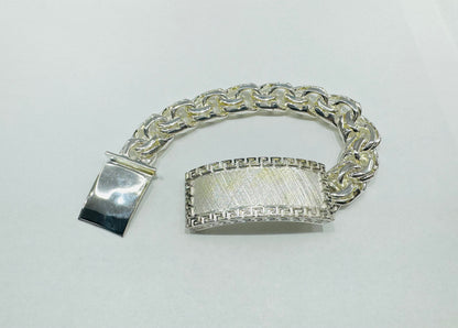 SILVER ITALIAN CHINO LINK BRACELET 12”, WEIGHT: 152.4gm, WIDTH: 17mm