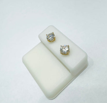 10KT GOLD MOISSANITE EARRINGS, VVS 2.50CTW, 7mm