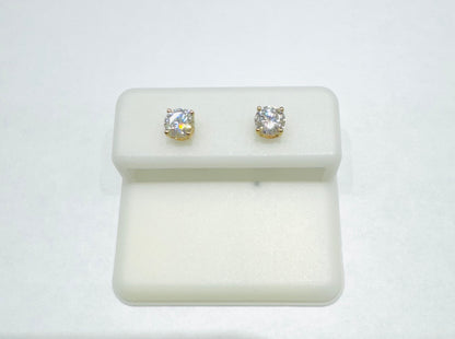 10KT GOLD MOISSANITE 5mm EARRINGS, VVS 1CTW