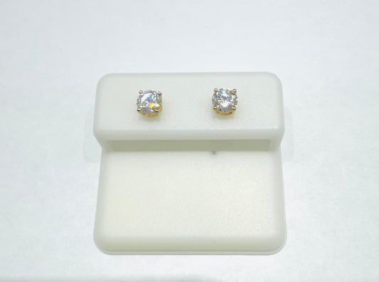 10KT GOLD MOISSANITE 5mm EARRINGS, VVS 1CTW