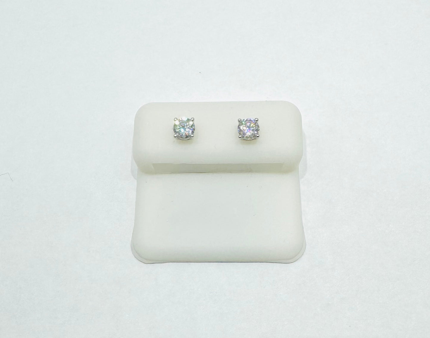 SILVER MOISSANITE EARRINGS, VVS 1.0CT, 5mm