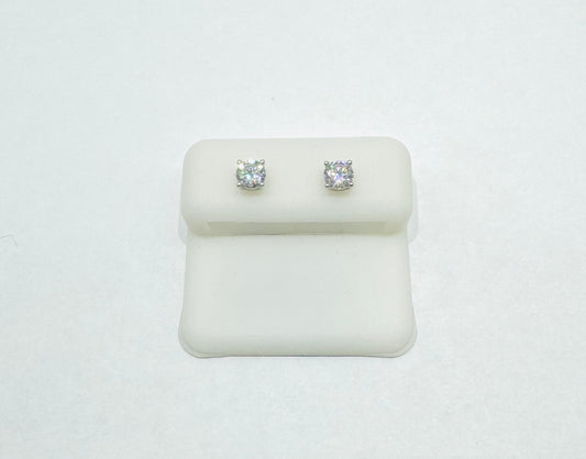 SILVER MOISSANITE EARRINGS, VVS 1.0CT, 5mm