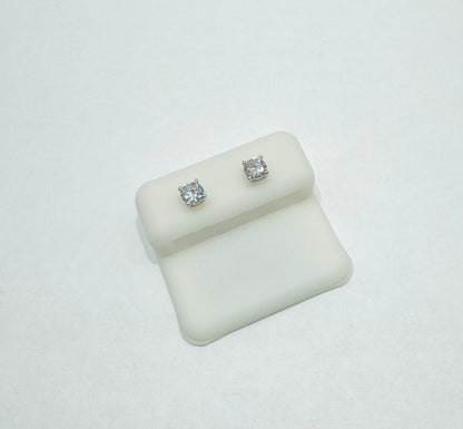 SILVER MOISSANITE EARRINGS, VVS 1.0CT, 5mm