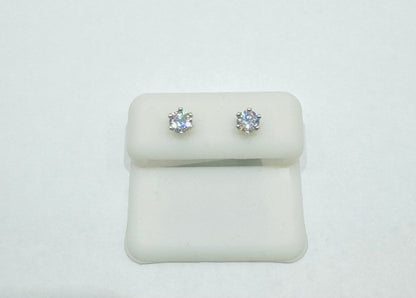 SILVER MOISSANITE EARRINGS, 5mm