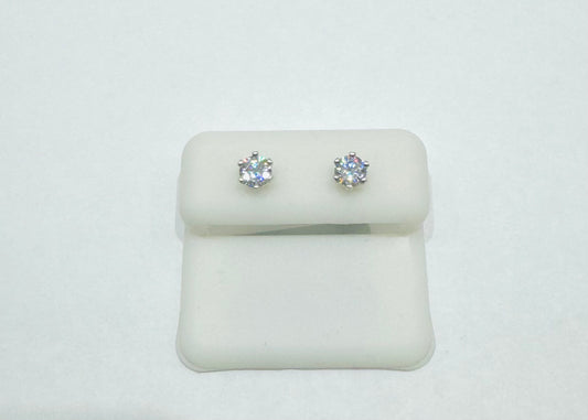 SILVER MOISSANITE EARRINGS, 5mm