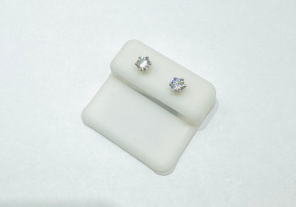 SILVER MOISSANITE EARRINGS, 5mm