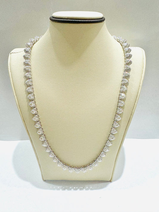 SILVER MOISSANITE HEART NECKLACE 18”, VVS 21.09CTW