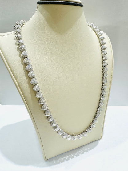 SILVER MOISSANITE HEART NECKLACE 18”, VVS 21.09CTW