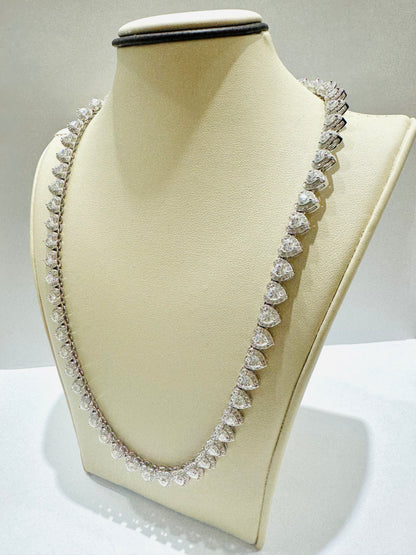 SILVER MOISSANITE HEART NECKLACE 18”, VVS 21.09CTW