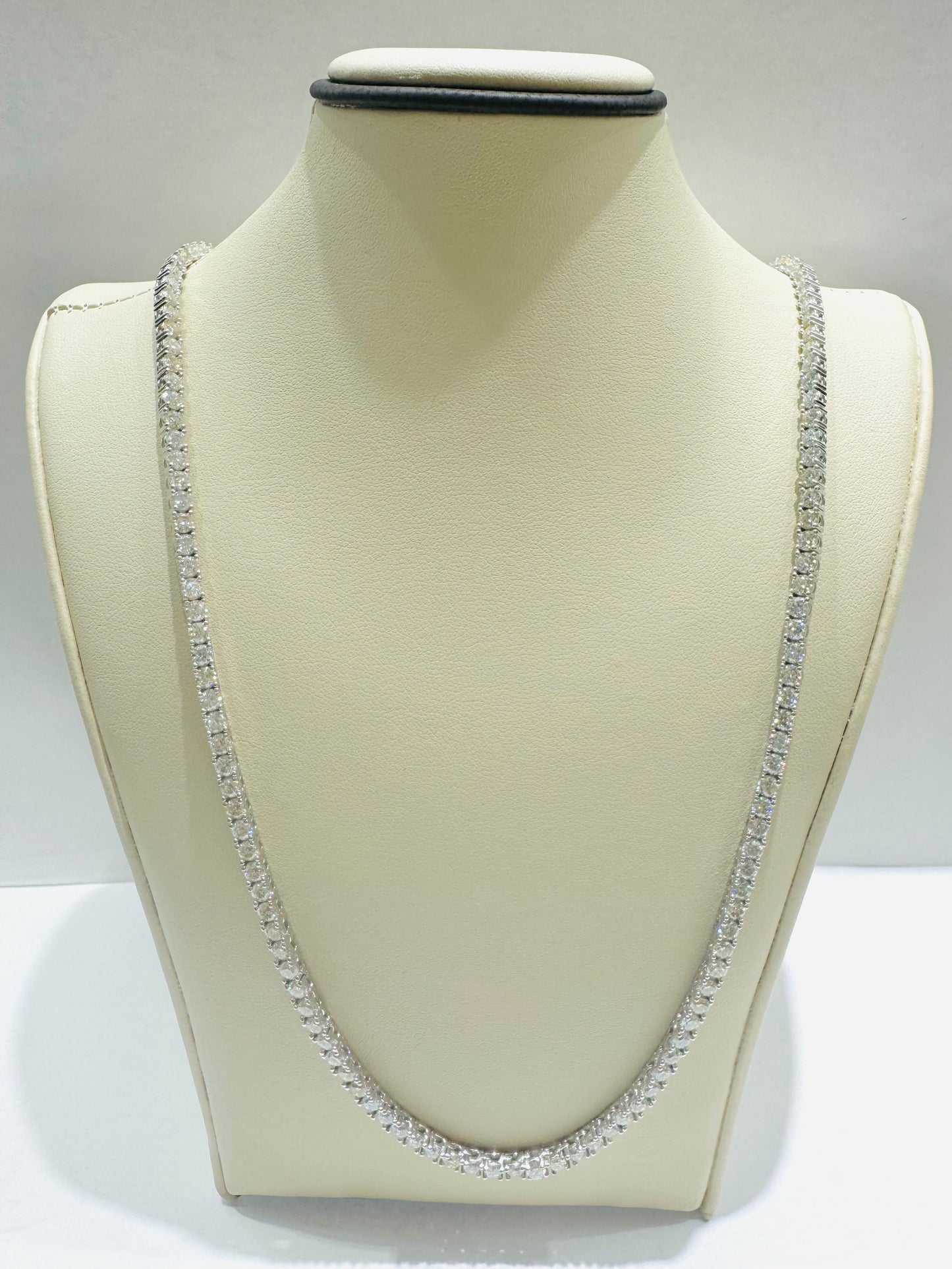 SILVER MOISSANITE TENNIS NECKLACE 22”, VVS 17.7CTW, WIDTH: 3mm