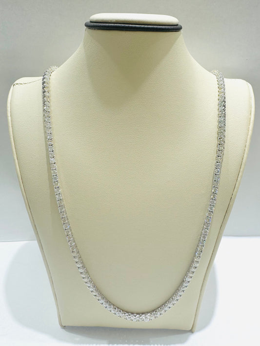 SILVER MOISSANITE TENNIS NECKLACE 22”, VVS 17.7CTW, WIDTH: 3mm