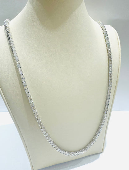 SILVER MOISSANITE TENNIS NECKLACE 22”, VVS 17.7CTW, WIDTH: 3mm