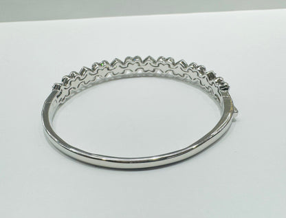 SILVER MOISSANITE HEART BANGLE BRACELET VVS 21.09CTW
