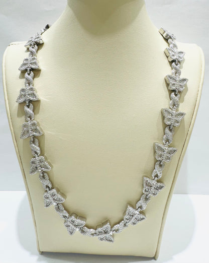 SILVER MOISSANITE BUTTERFLY NECKLACE 18”, VVS 12CTW, WIDTH: 10mm