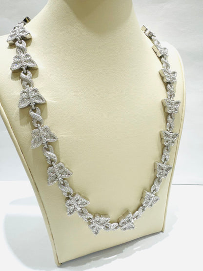 SILVER MOISSANITE BUTTERFLY NECKLACE 18”, VVS 12CTW, WIDTH: 10mm