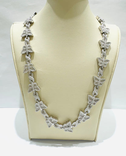 SILVER MOISSANITE BUTTERFLY NECKLACE 18”, VVS 12CTW, WIDTH: 10mm