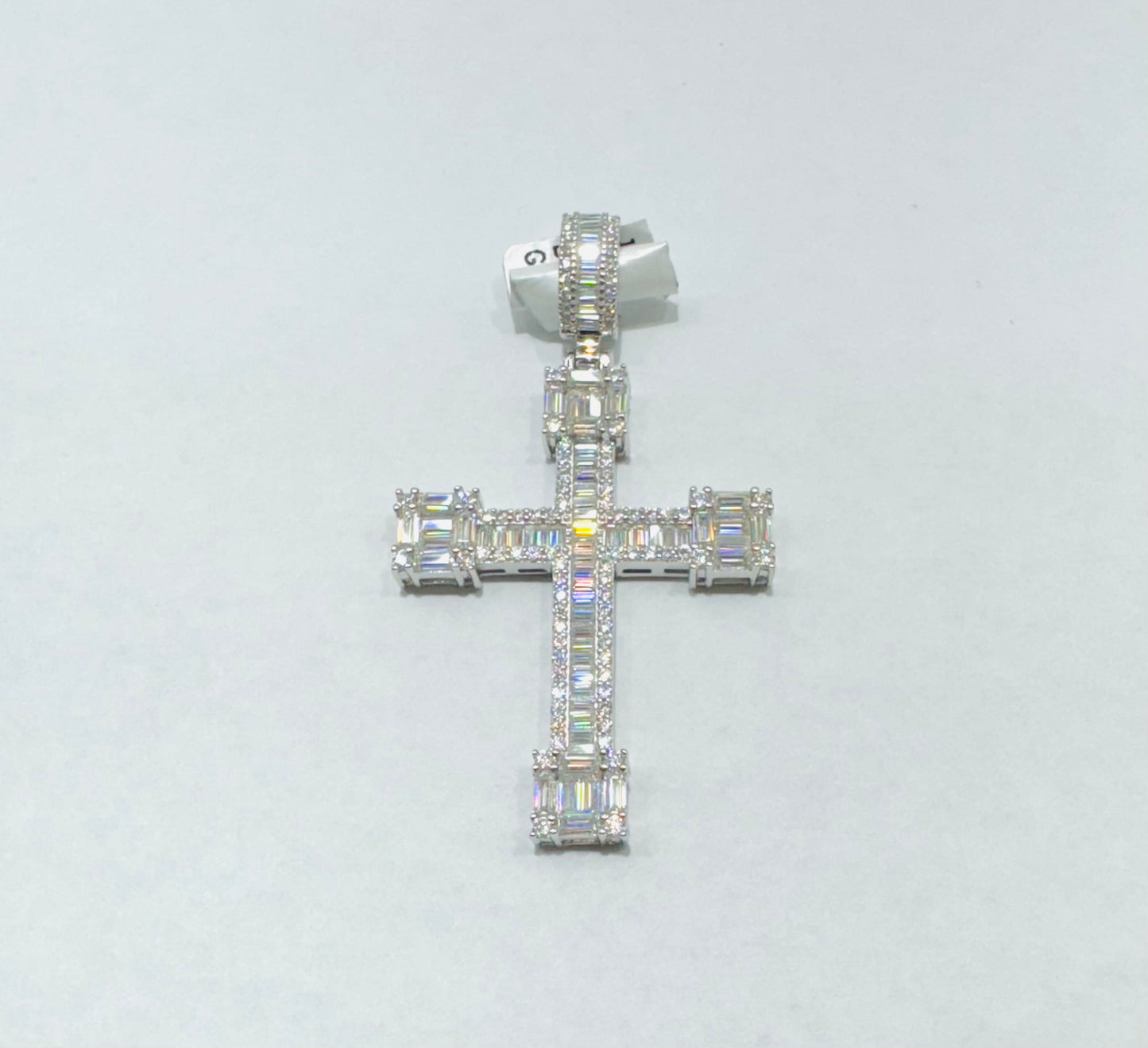 SILVER MOISSANITE CROSS PENDANT VVS 3.14CT