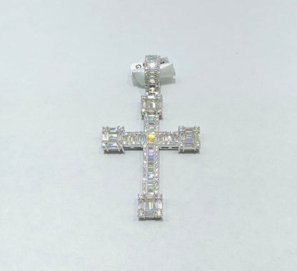 SILVER MOISSANITE CROSS PENDANT VVS 3.14CT