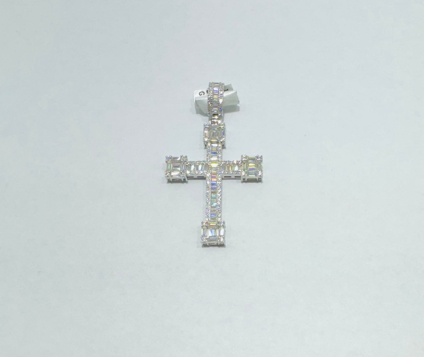 SILVER MOISSANITE CROSS PENDANT VVS 3.14CT