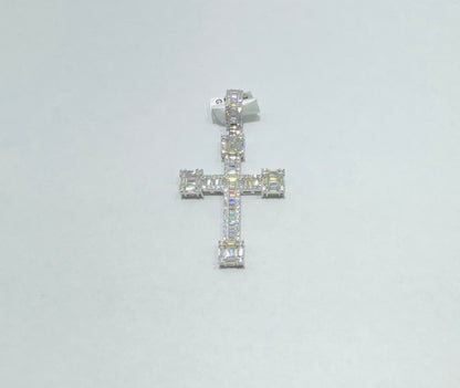 SILVER MOISSANITE CROSS PENDANT VVS 3.14CT
