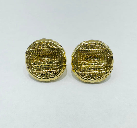 10K GOLD CUSTOM MADE, ROUND LASTSUPPER EARRINGS