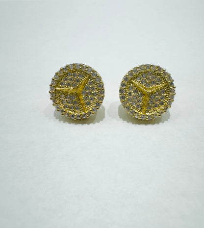 10K GOLD MERCEDES BENZ EARRINGS, WEIGHT: 4.9gm