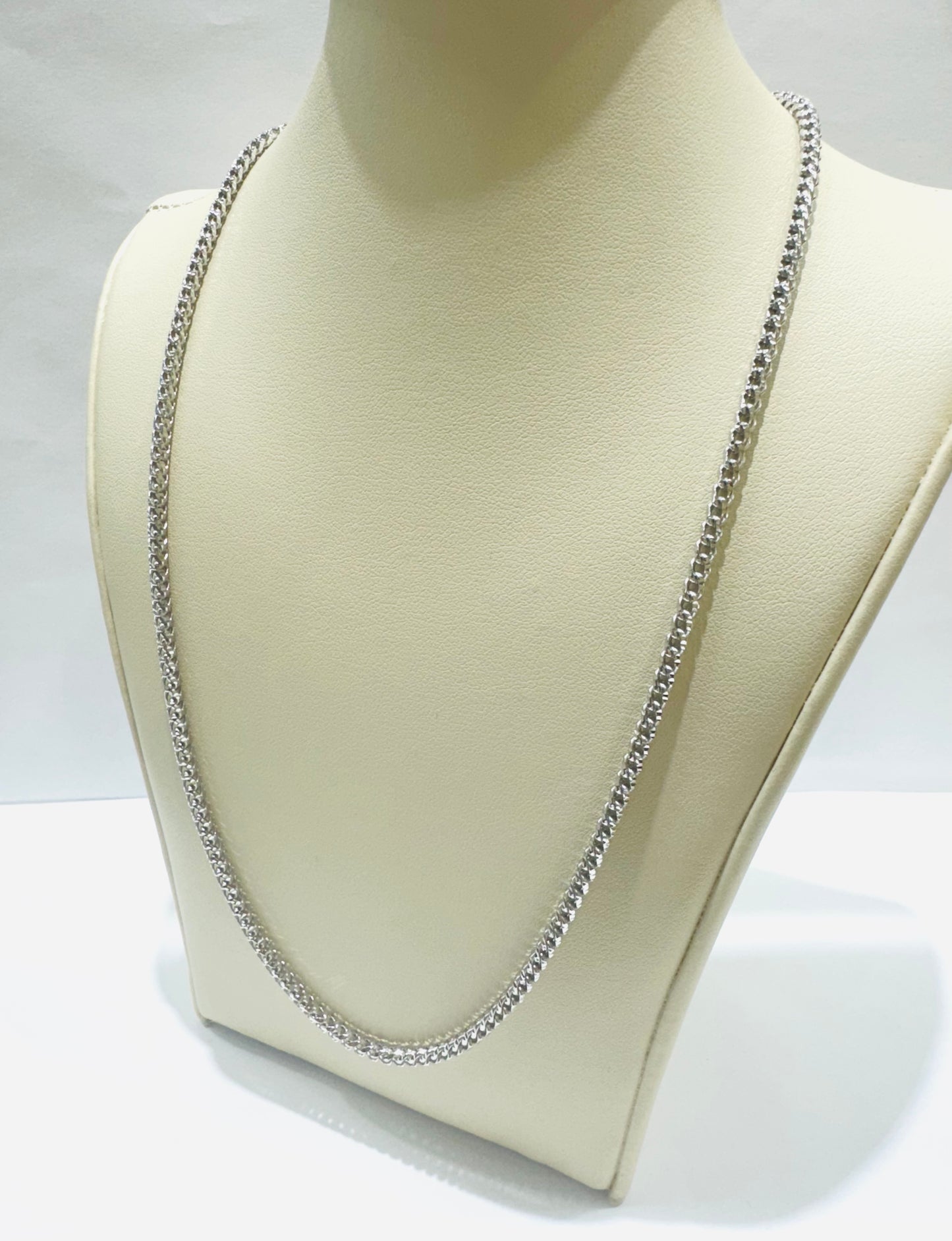 SILVER ROUND FRANCO LINK NECKLACE 20”, WEIGHT: 13.6gm