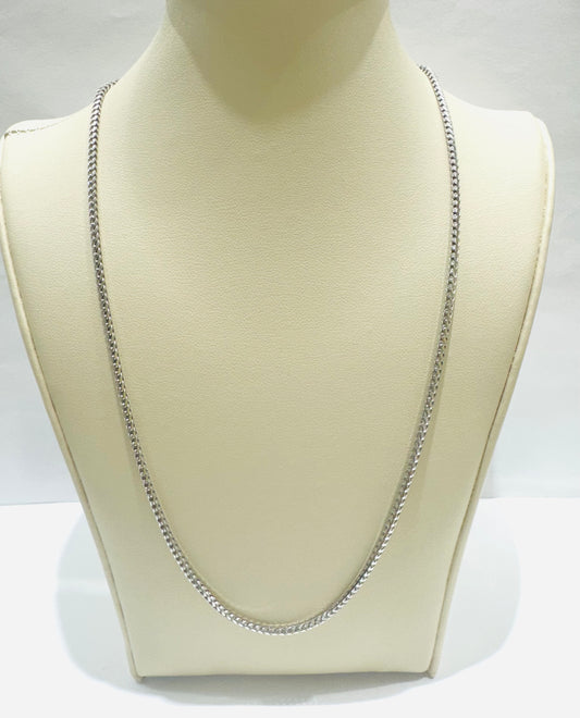 SILVER ITALIAN FRANCO LINK NECKLACE 26”, WEIGHT: 10.5gm