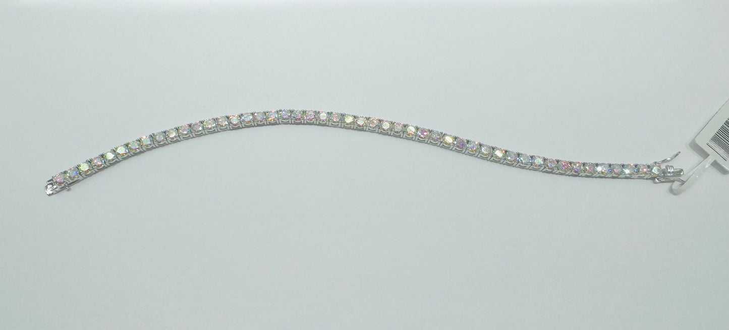SILVER MOISSANITE TENNIS BRACELET 8” VVS 10.8CTW , WIDTH:4mm