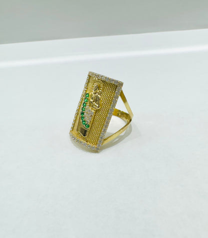 10K GOLD SAINT JUDE RING WITH CZ STONES, WEIGHT: 5.3gm, SIZE: 6.5